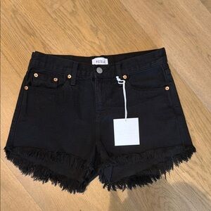 Pistola Black Frayed Hem Denim Shorts